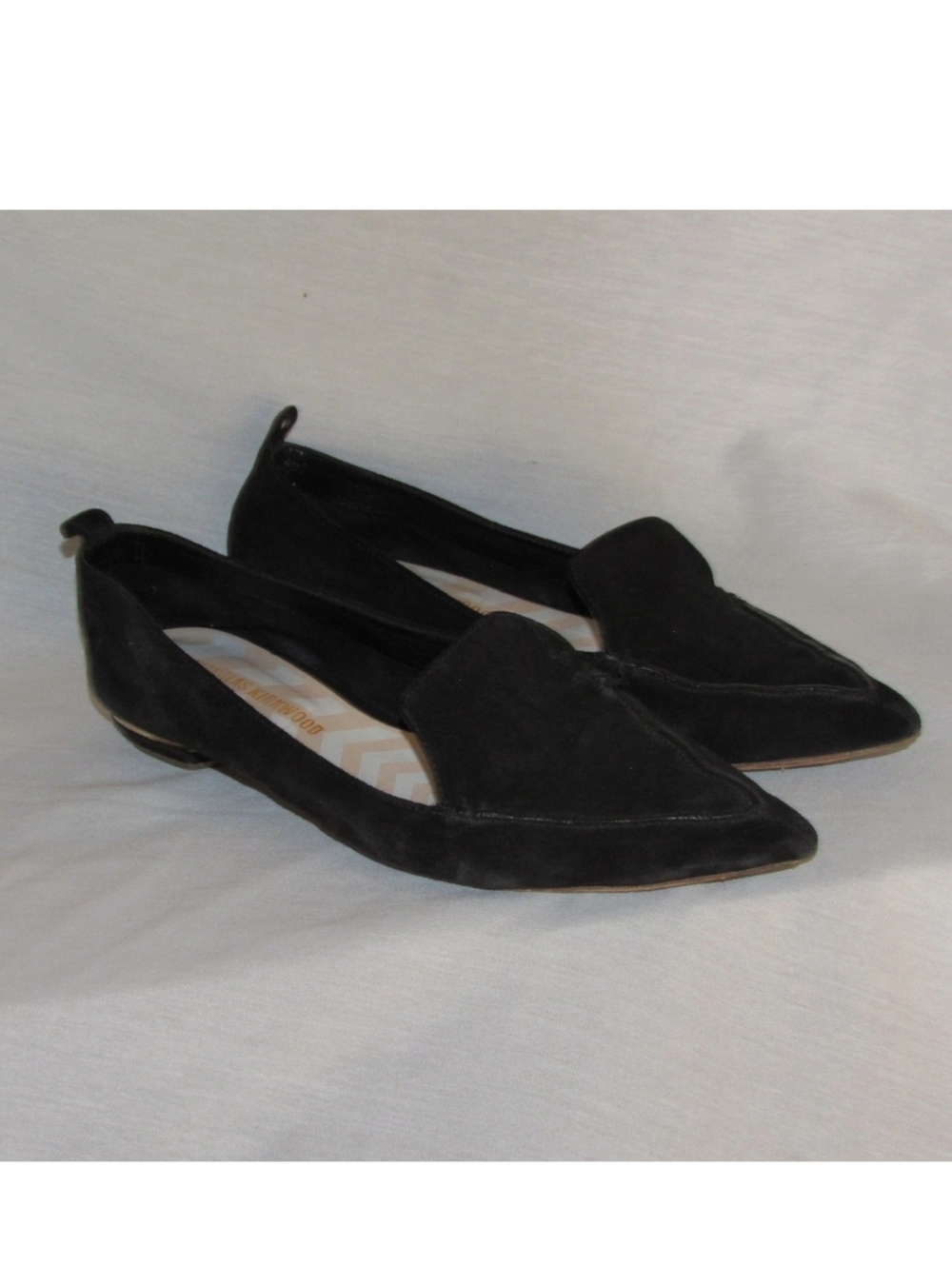 Nicholas Kirkwood Beya Flats sz 38 Black Suede Leather Pointed Loafers Italy